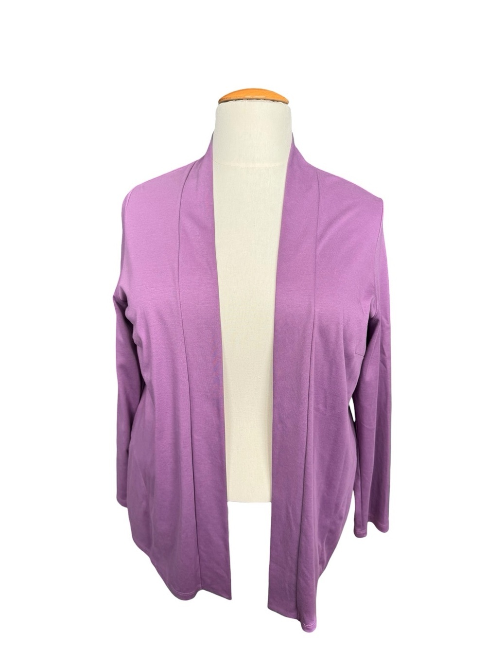 L.L.Bean Supima Cotton Open Front Cardigan Purple 1X Plus Soft Layering AA67